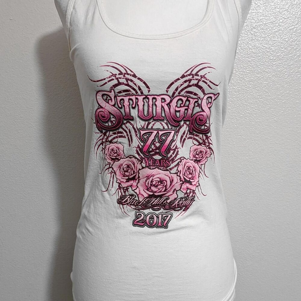Sturgis White & Pink Grunge Y2K Style Angel Wing Graphic Tank Top | Size M - Picture 2 of 5